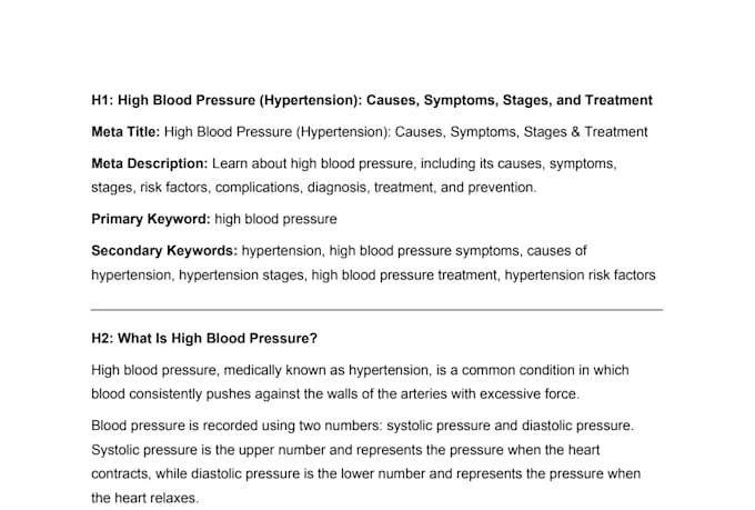 do medical SEO article writing, blog writing or content writing